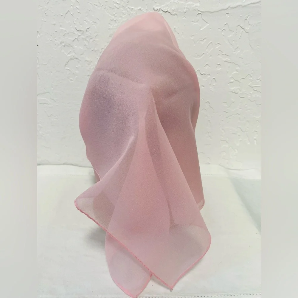Vintage Soft Pink Nylon Chiffon Square Scarf